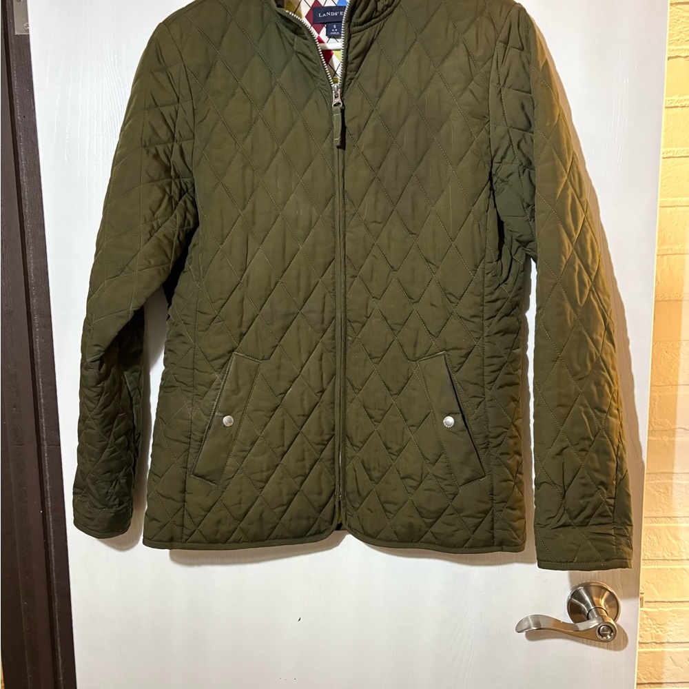 Lands' End Women’s olive Green Quilted Jacket - Picture 2 of 3